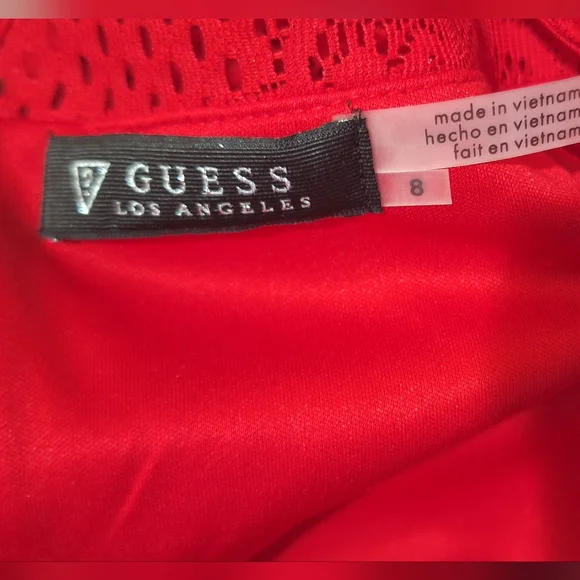 Guess Red Lace V-Neck Dress - Picture 3 of 3